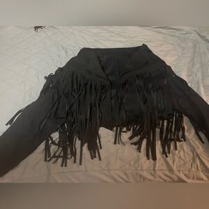 Western Style Black Fringe Shawl